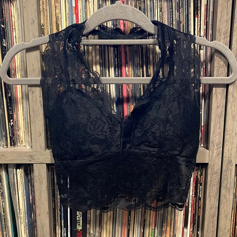 Black lace halter bralette